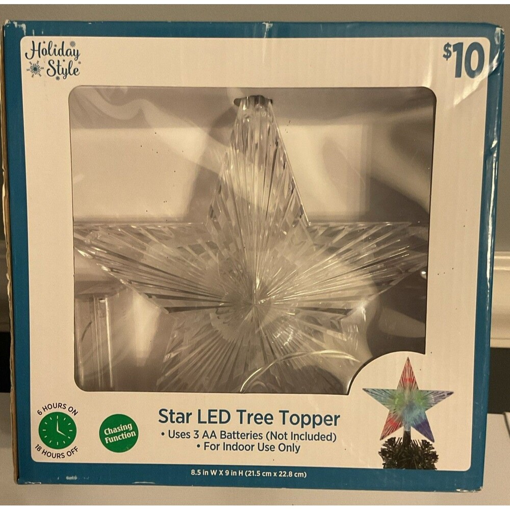Holiday Style Star LED Colorful Light Up Tree Topper  8.5" x 9"